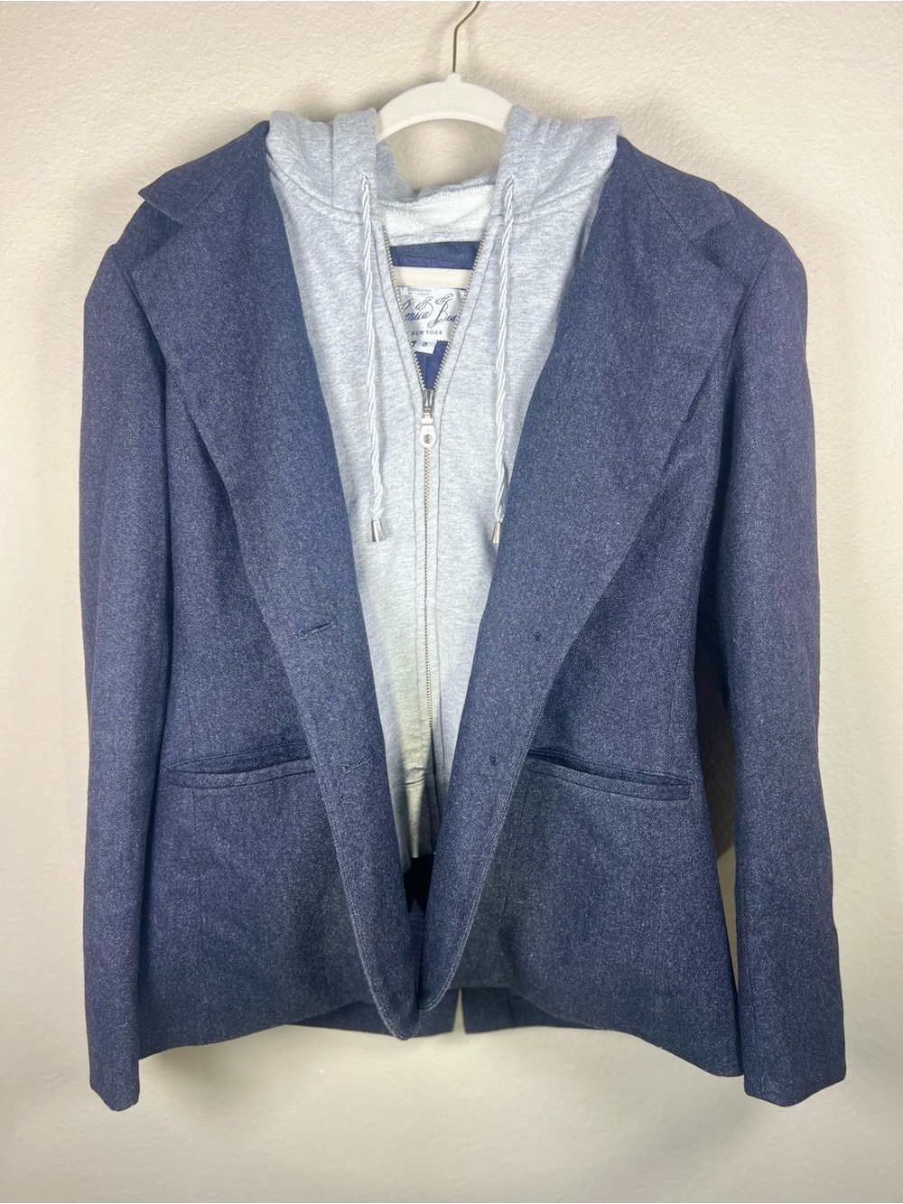 Veronica Beard Dickey Blazer Jacket Layered Gray Hoodie Zip Insert Combo Size 3